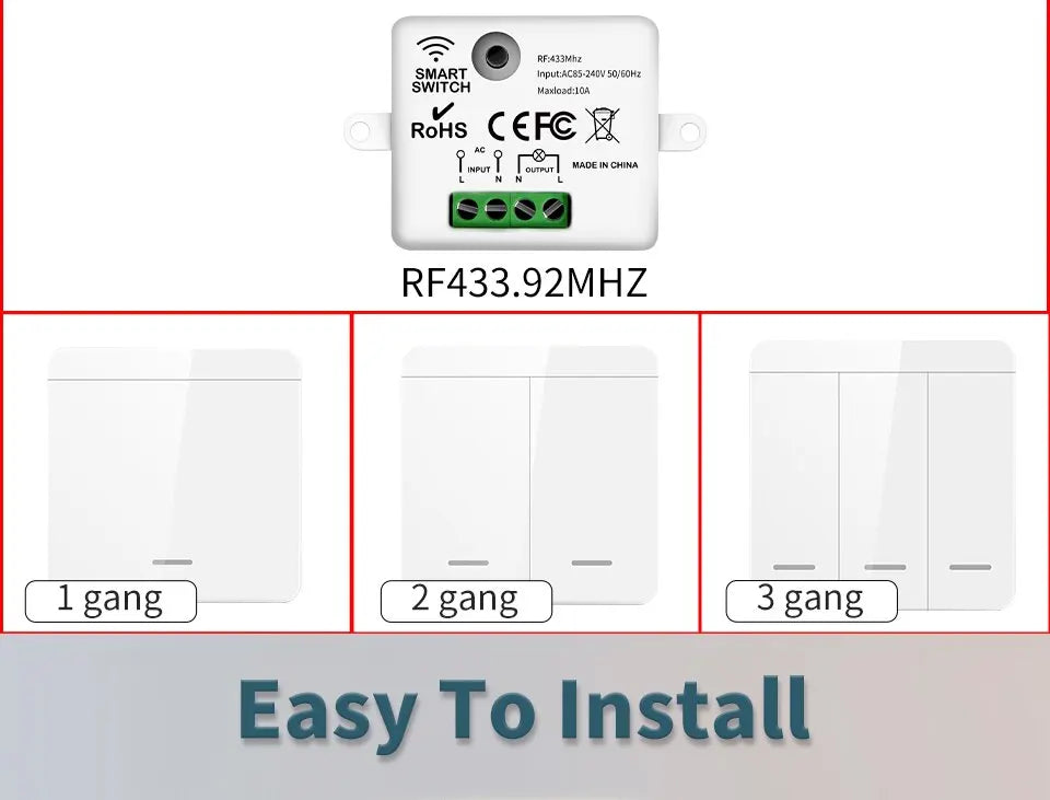 Kit Interruptor RF 433MHz: Controle Luzes e Lâmpadas à Distância