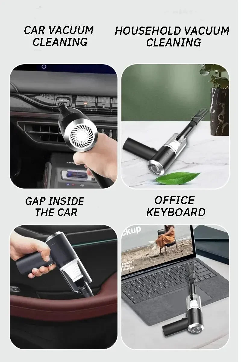 Mini Aspirador de Pó Portátil Sem Fio 5500PA para Carro e Casa