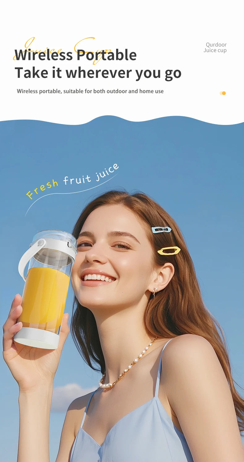 Copo Liquidificador Portátil 600ml: Bateria 2400mAh e 12 Lâminas