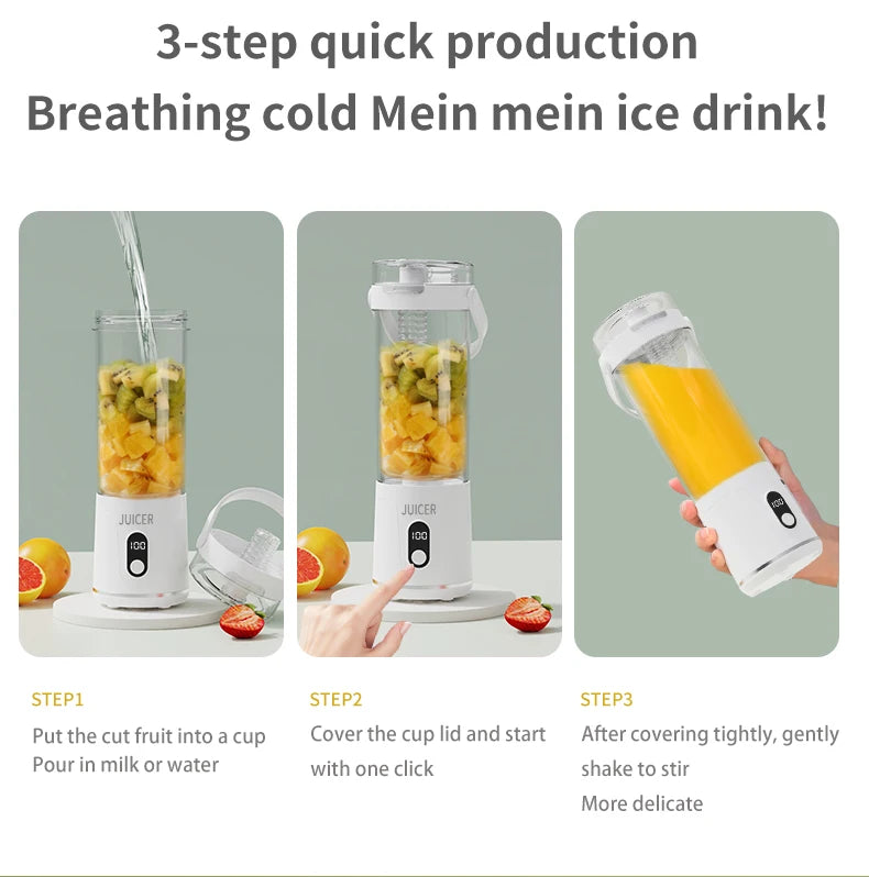 Copo Liquidificador Portátil 600ml: Bateria 2400mAh e 12 Lâminas