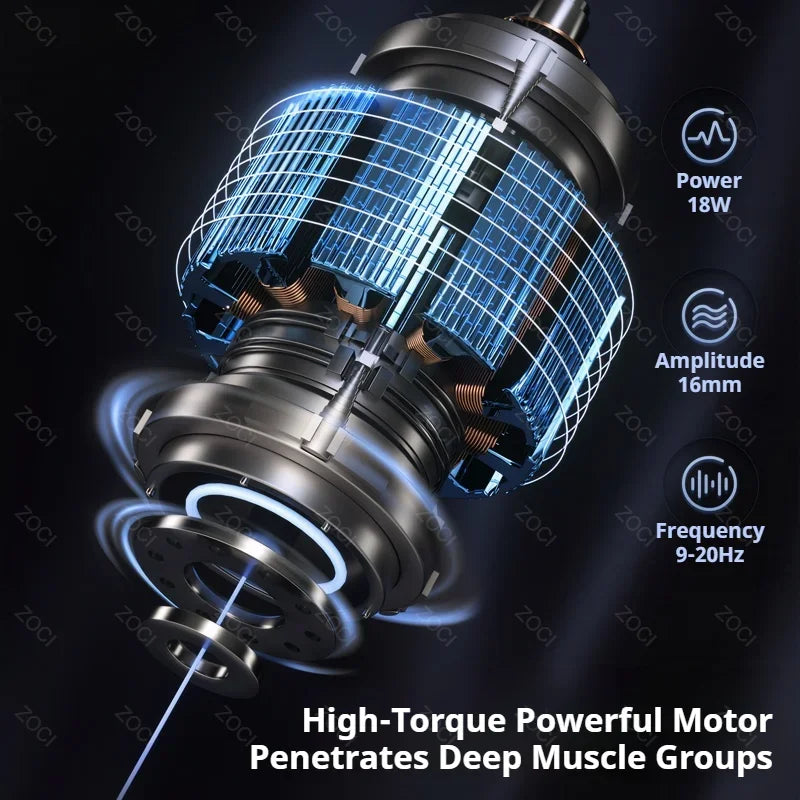 Massageador Elétrico Fascia Gun Recarregável com Display Digital