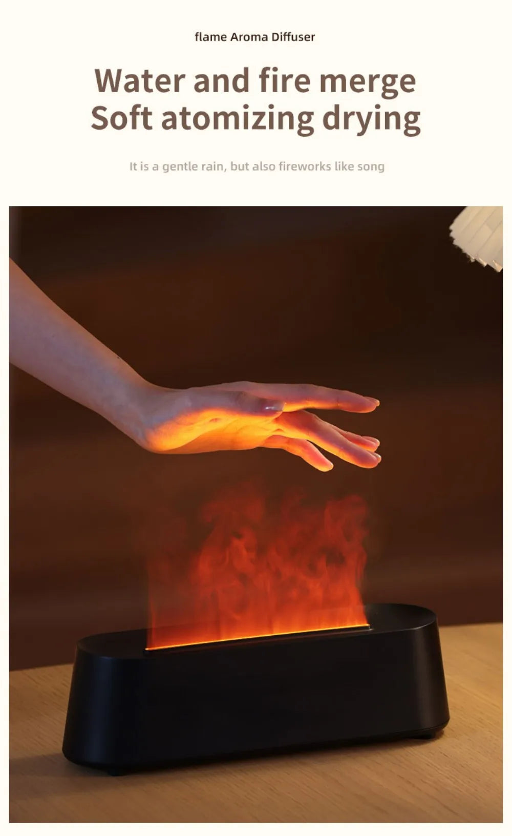 Difusor de Aromas Ultrassônico USB com Efeito Chama Colorida