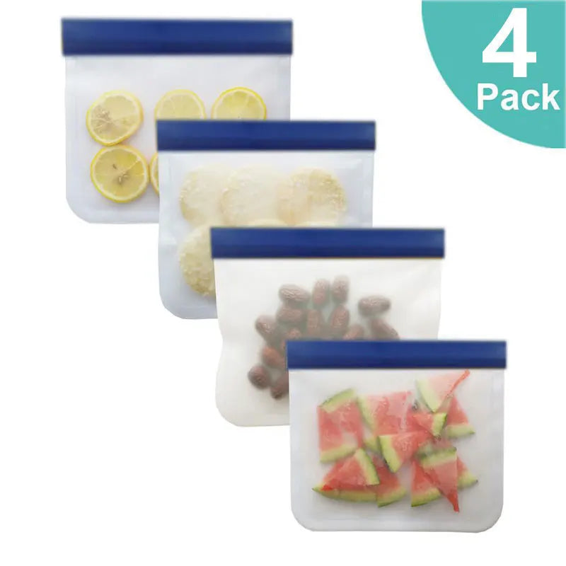 Kit (3-12) Sacos Ziplock Reutilizáveis (PEVA): Para Freezer e Alimentos