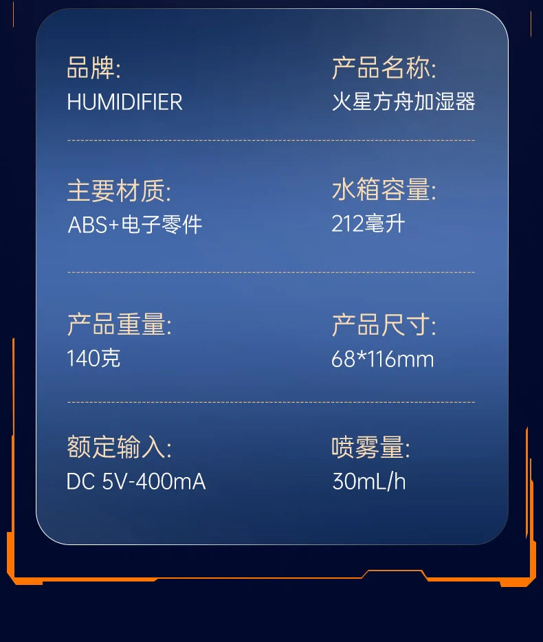 Umidificador Ultrassônico Portátil USB para Casa e Carro (Luz LED)