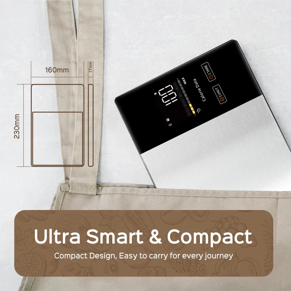 Balança Digital 5kg Aço Inox: Smart com Calculadora Nutricional