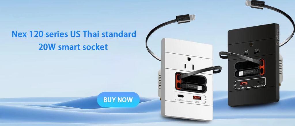 Tomada de Parede Inteligente Universal com Cabo de Carregamento Retrátil 20W