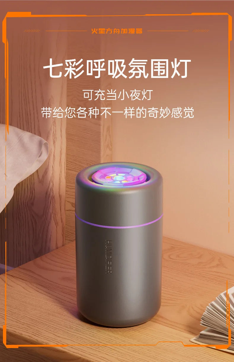 Umidificador Ultrassônico Portátil USB para Casa e Carro (Luz LED)