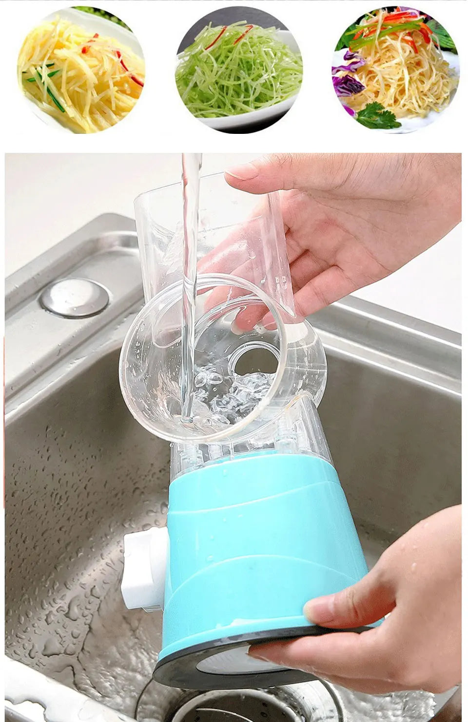 Fatiador de Legumes Multifuncional: Ralador de Batata e Queijo (3 Lâminas)