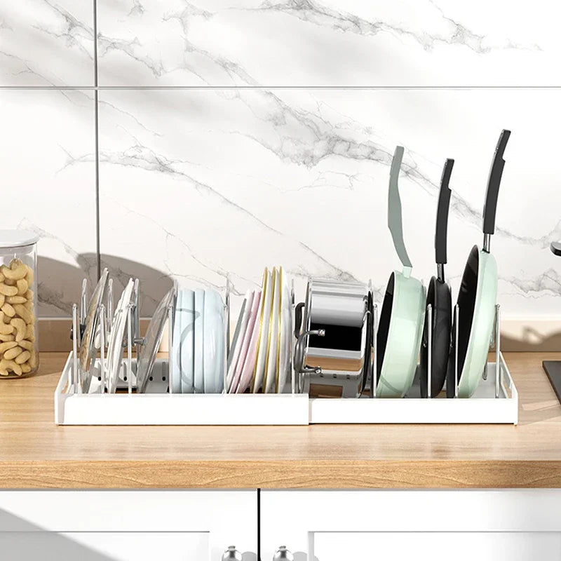 Organizador de Panelas e Tampas Expansível com 7 Divisórias