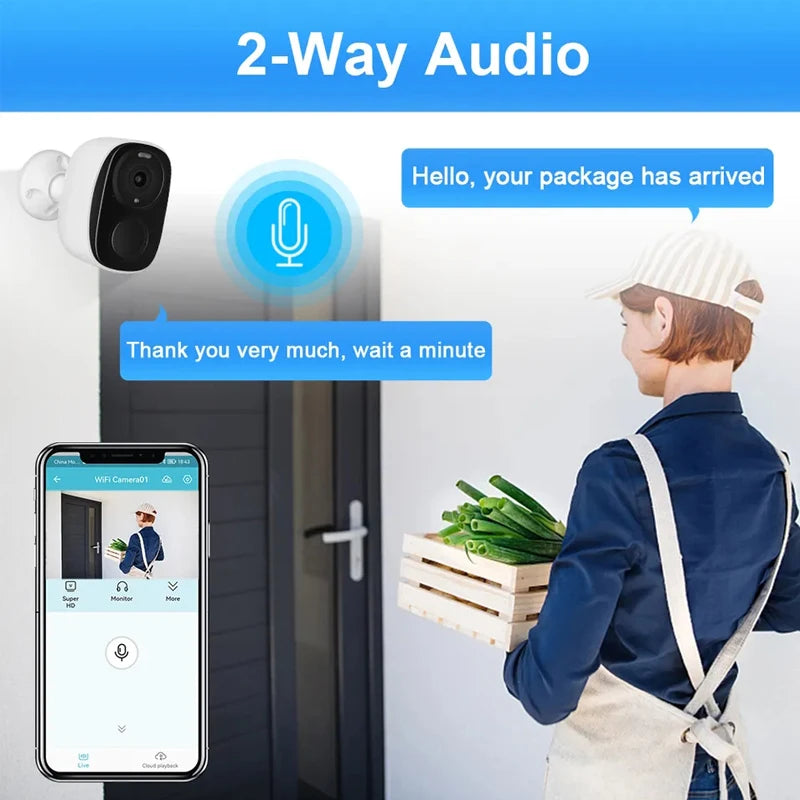 Câmera de Segurança Externa Sem Fio 2K com Bateria com Oção de Painel Solar