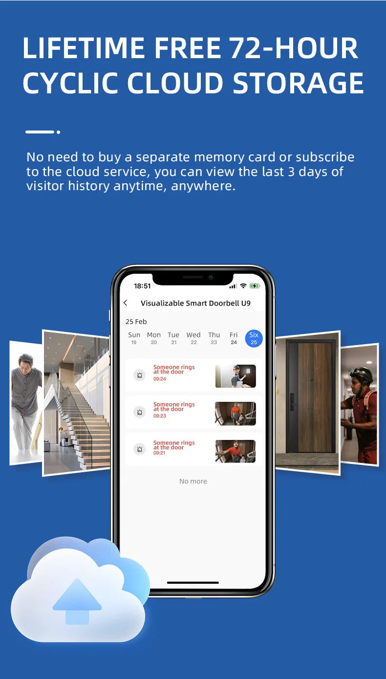 Campainha à Prova d'Água com Câmera Wifi e Carregamento Solar