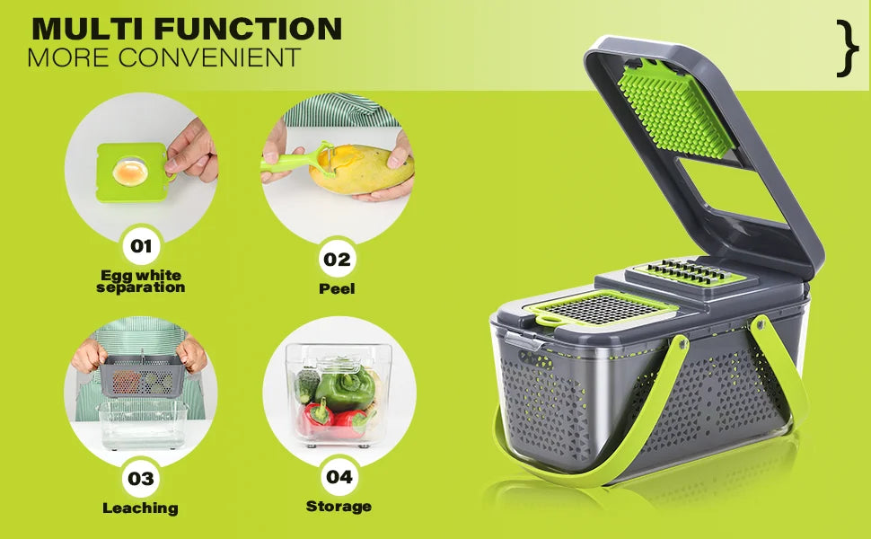 Kit Cortador de Legumes 22 em 1: 13 Lâminas de Aço Inox