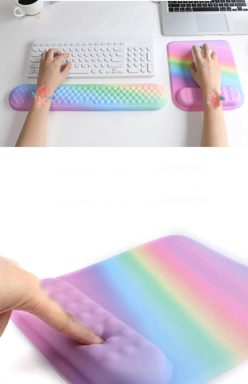 Kit Apoio de Pulso Ergonômico para Teclado e Mouse (Memory Foam)