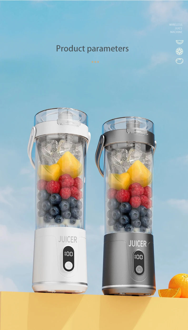 Copo Liquidificador Portátil 600ml: Bateria 2400mAh e 12 Lâminas