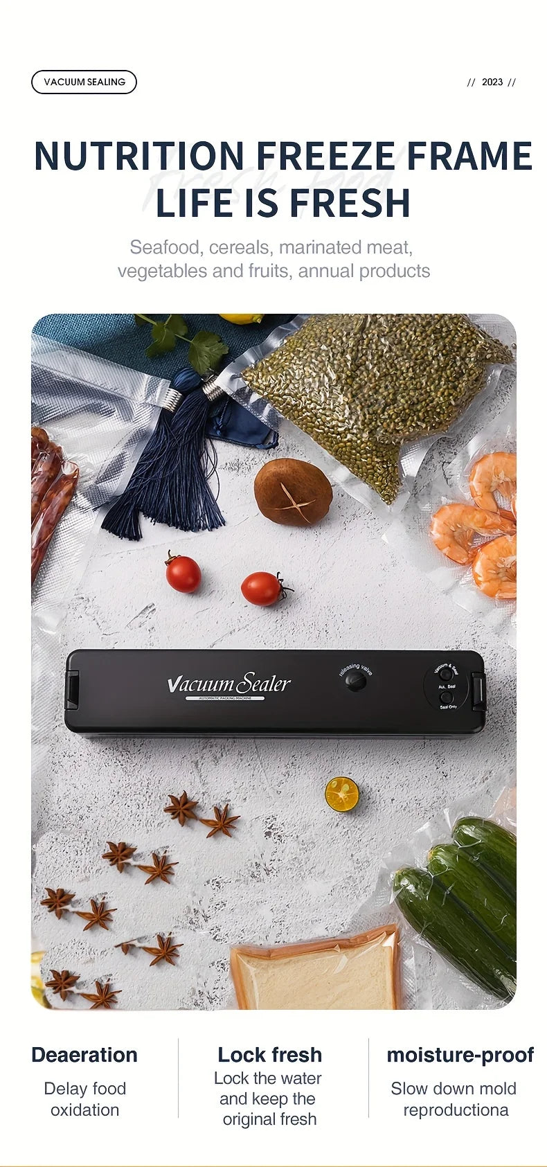 Máquina Seladora a Vácuo: Sistema Automático (Incluso 10 Sacos)