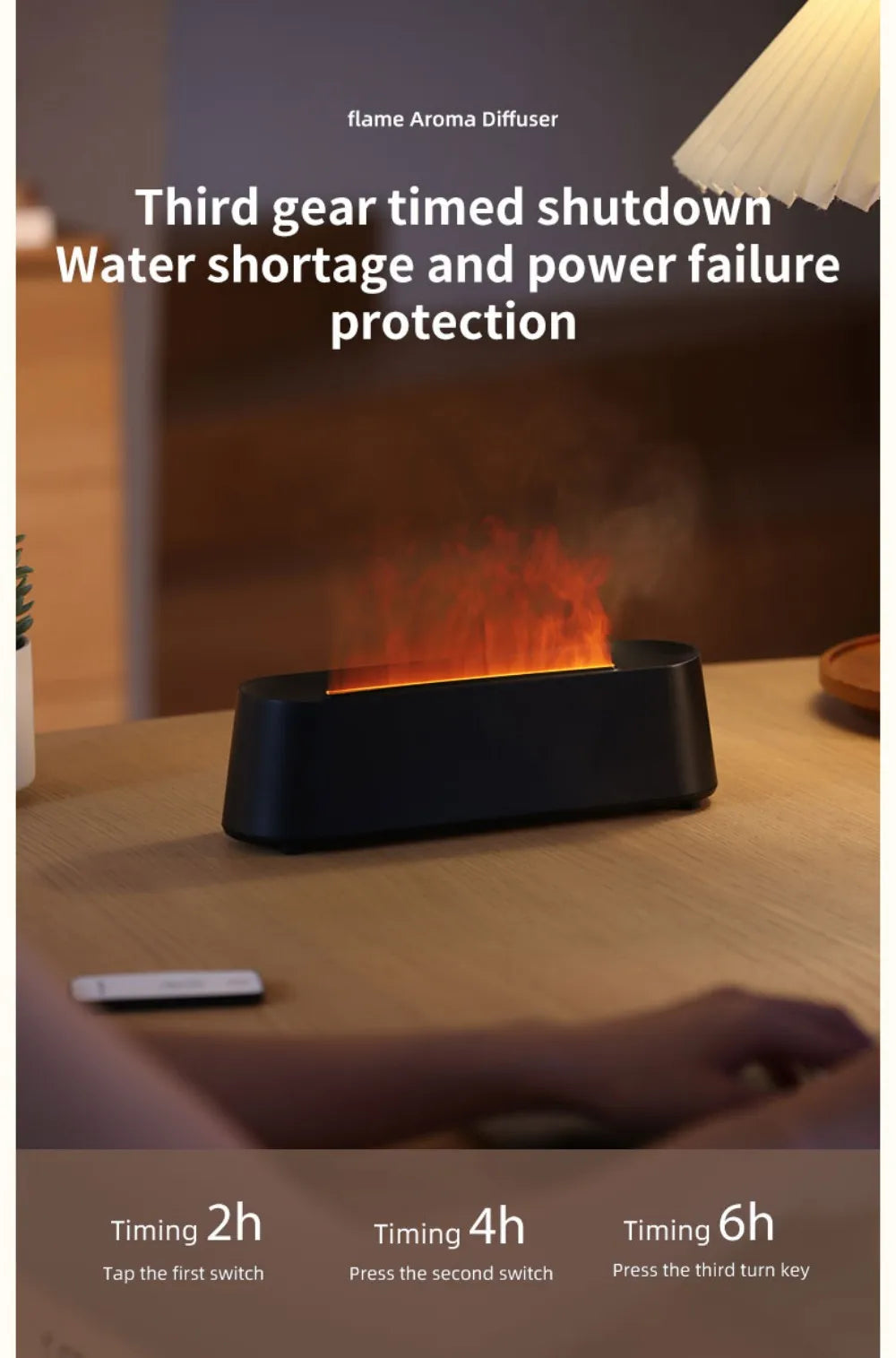 Difusor de Aromas Ultrassônico USB com Efeito Chama Colorida