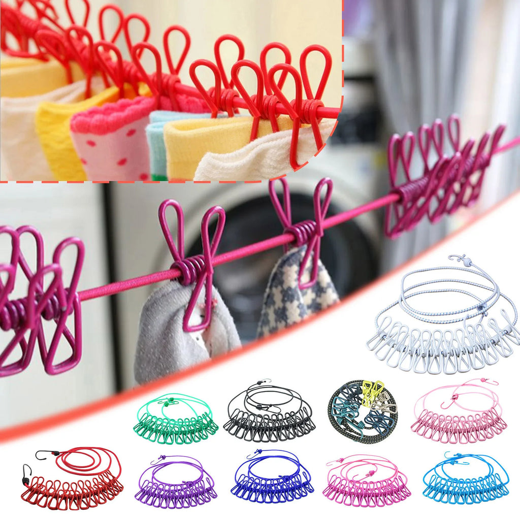 Varal de Viagem Retrátil (1.8m) com 12 Prendedores