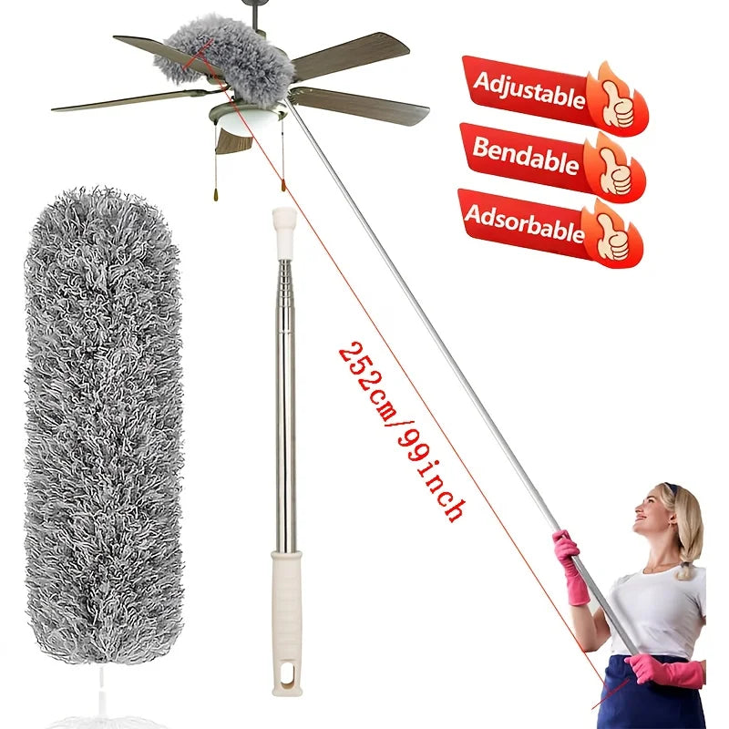 Limpador de Microfibra com Haste Ajustável para Limpeza de Teto