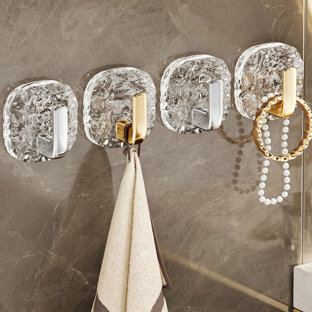 Kit com 4 Ganchos Adesivos Transparentes de Alta Fixação