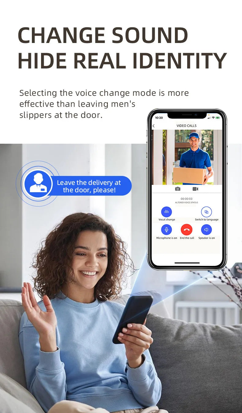 Campainha à Prova d'Água com Câmera Wifi e Carregamento Solar