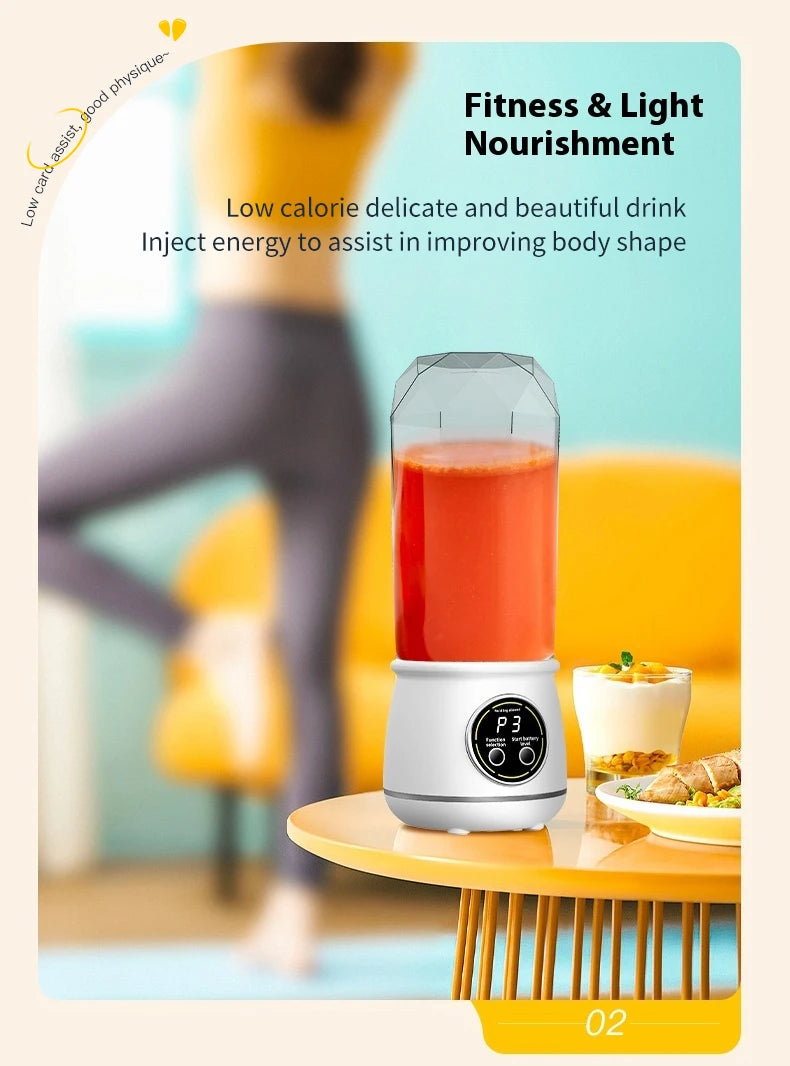 Liquidificador Portátil USB Recarregável 500ml: 3 Níveis de Potência