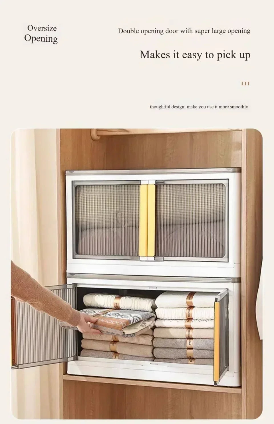 Baú Organizador Empilhável com Portas Frontais e Rodas