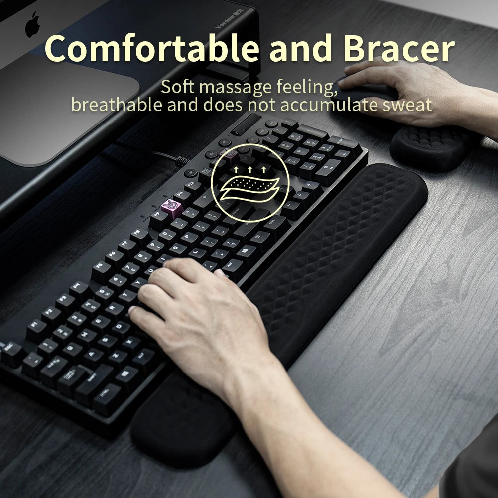Kit Apoio de Pulso Ergonômico para Teclado e Mouse (Memory Foam)