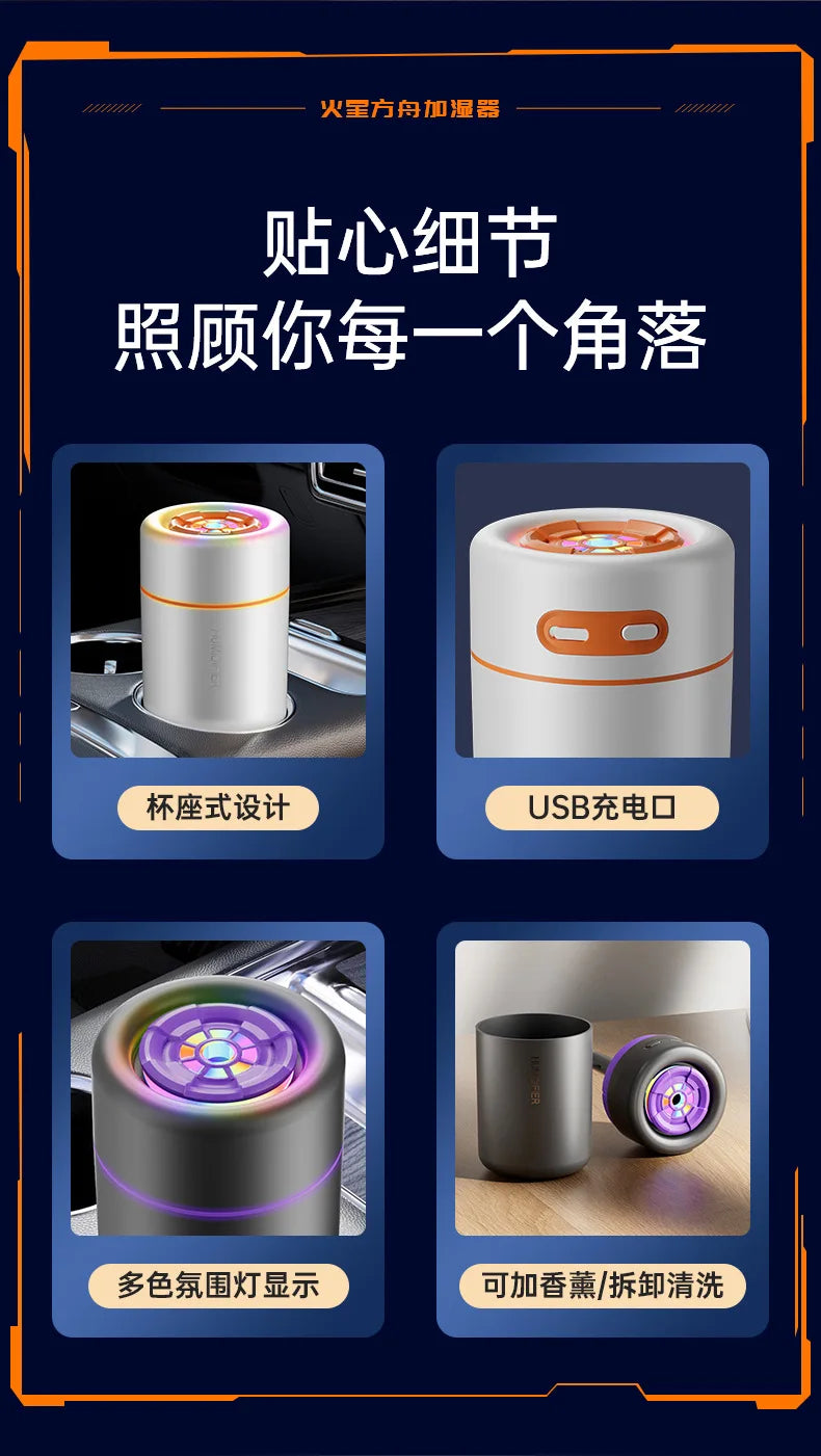 Umidificador Ultrassônico Portátil USB para Casa e Carro (Luz LED)