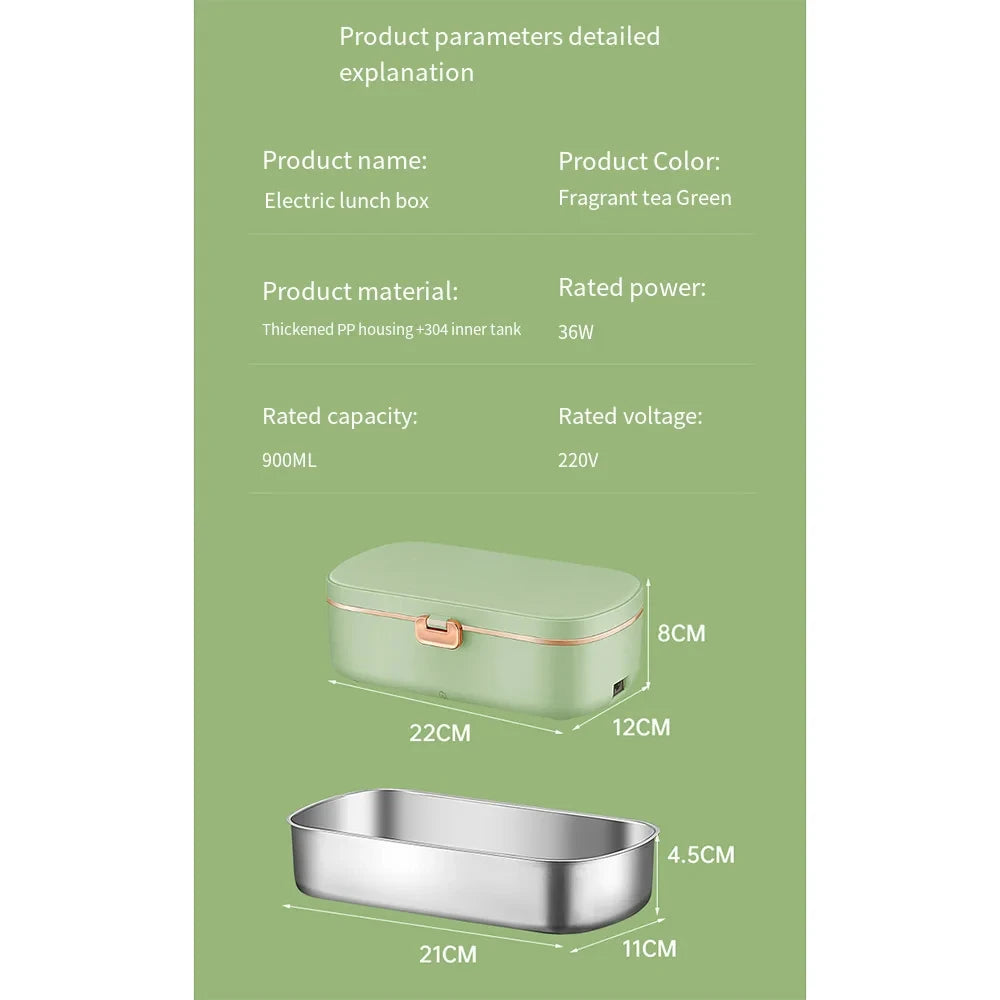 Marmita Elétrica Portátil 900ml: Aço Inox com Aquecimento 70°C