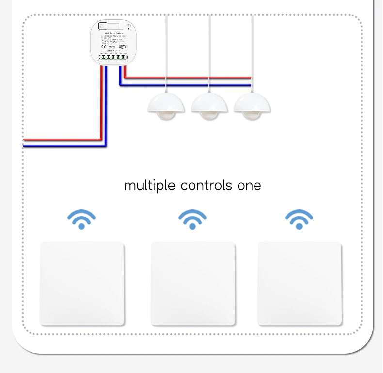 Interruptor de Parede Sem Fio RF433 com Receptor Wifi (App Tuya/Smart Life)