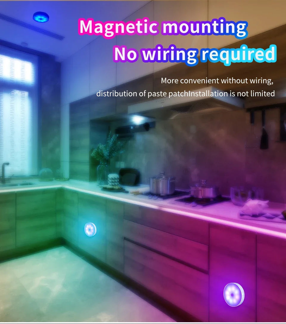 Luz Noturna LED Redonda com Sensor de Movimento (Recarregável USB)