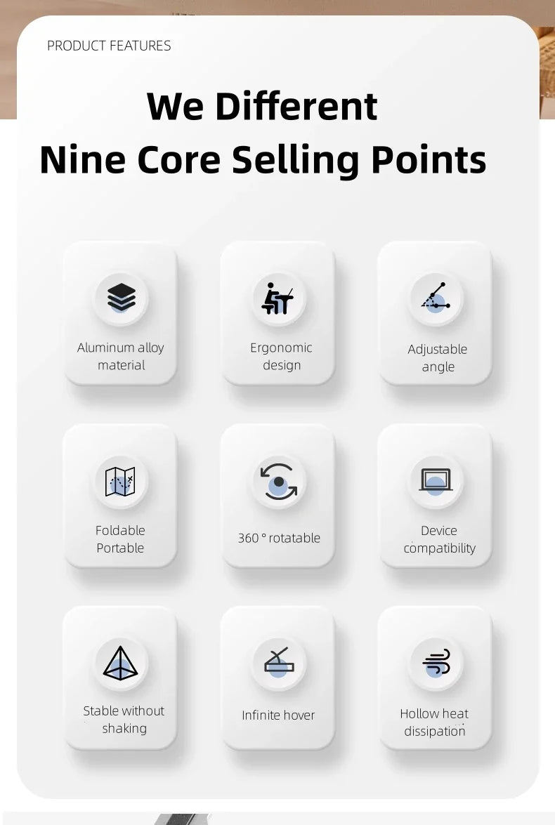 Suporte Ajustável para Notebook com Base Giratória 360° (Alumínio)