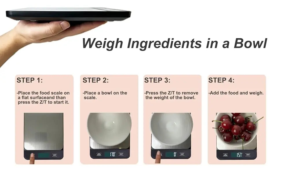 Balança Culinária LCD em Aço Inox (Precisão 1g)