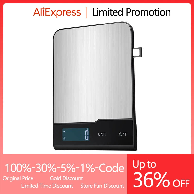 Balança Digital 5kg Aço Inox: Smart com Calculadora Nutricional