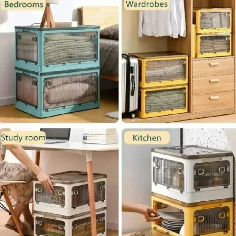 Caixa Organizadora Dobrável com Rodinhas e Tampa Transparente