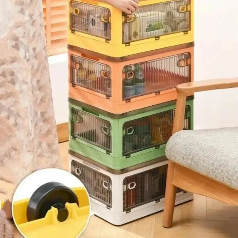 Caixa Organizadora Dobrável com Rodinhas e Tampa Transparente