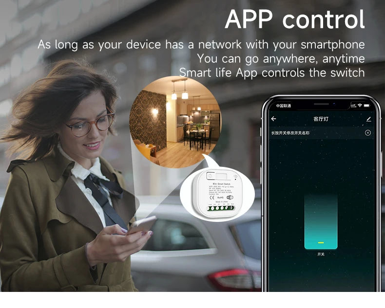 Interruptor de Parede Sem Fio RF433 com Receptor Wifi (App Tuya/Smart Life)