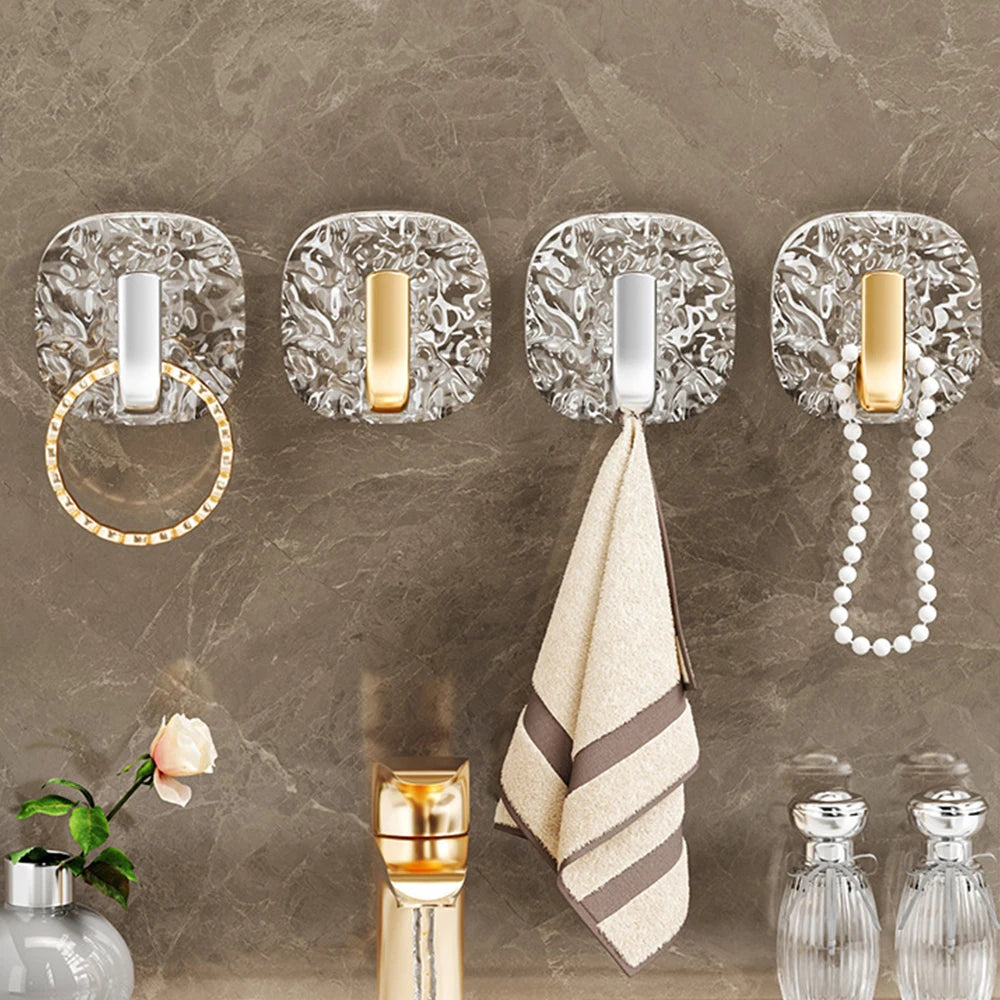 Kit com 4 Ganchos Adesivos Transparentes de Alta Fixação