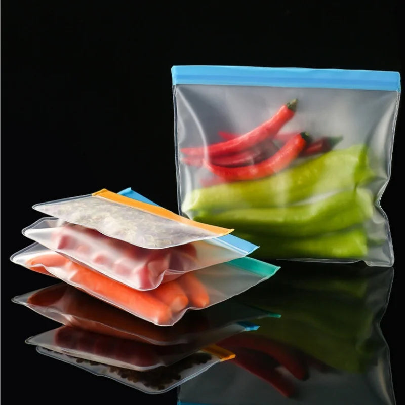 Kit Sacos de Armazenamento Reutilizáveis PEVA: (3/5/10/24 Peças)