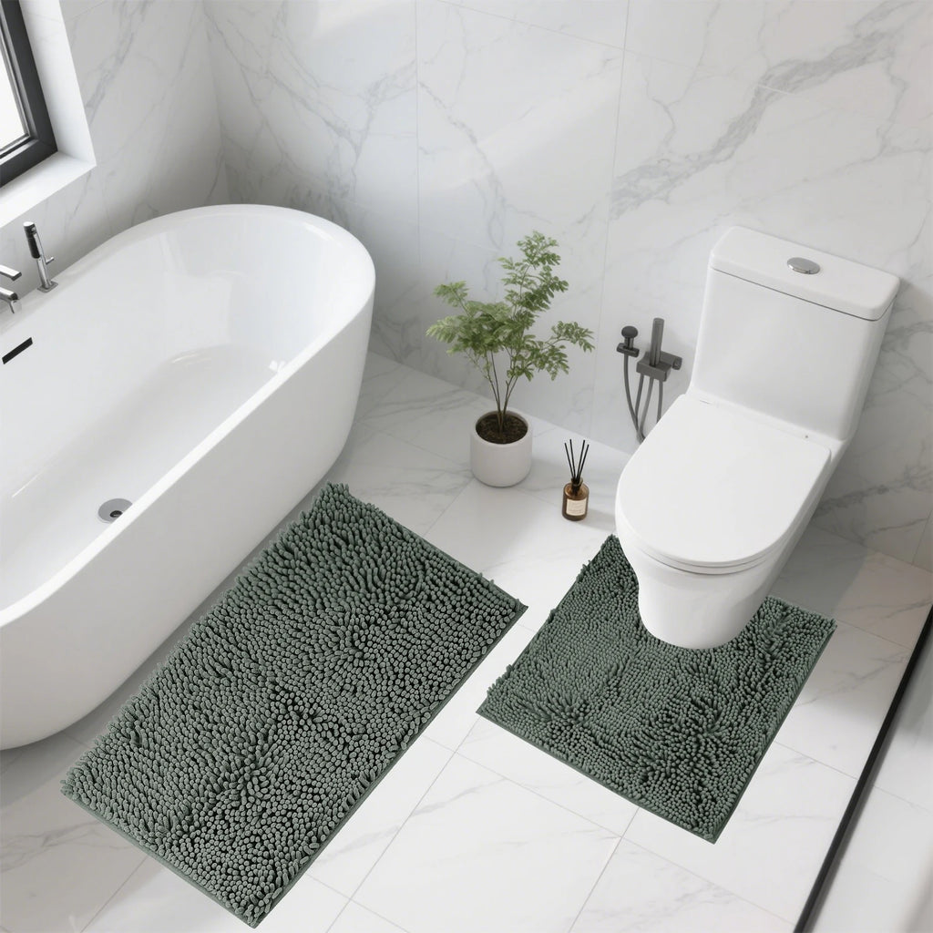 Kit 2 Tapetes Banheiro Microfibra Super Macio (Alta Absorção)