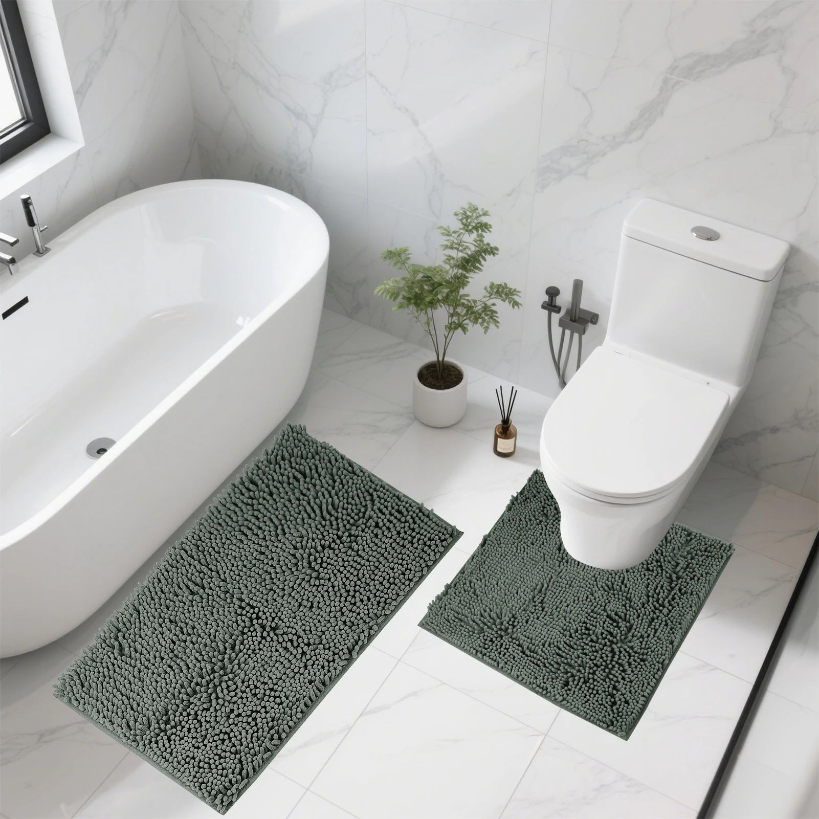 Kit 2 Tapetes Banheiro Microfibra Super Macio (Alta Absorção)