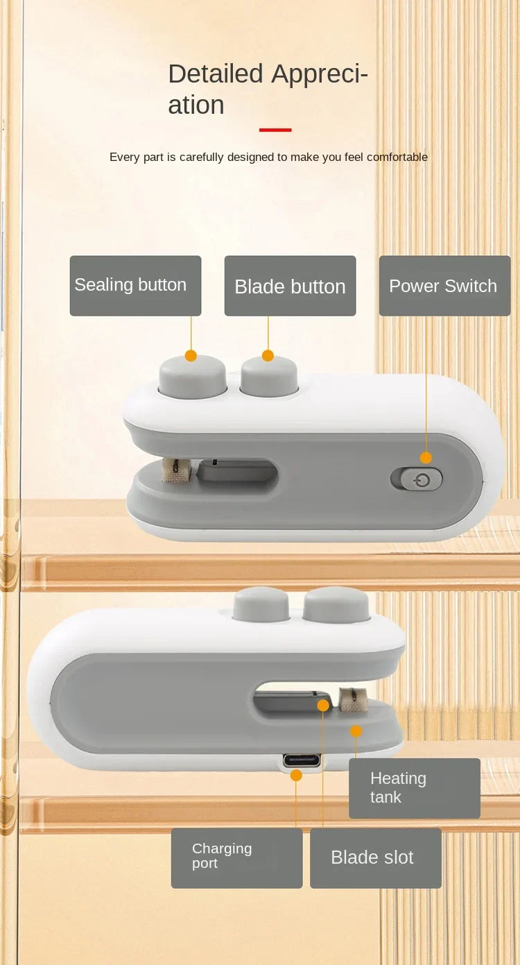 Mini Seladora Portátil Recarregável: Selador Térmico para Embalagens