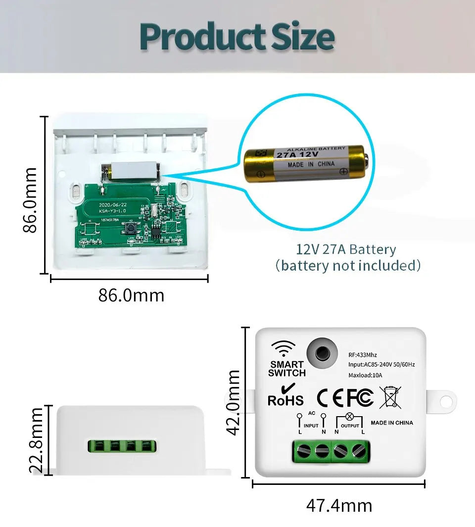 Kit Interruptor RF 433MHz: Controle Luzes e Lâmpadas à Distância