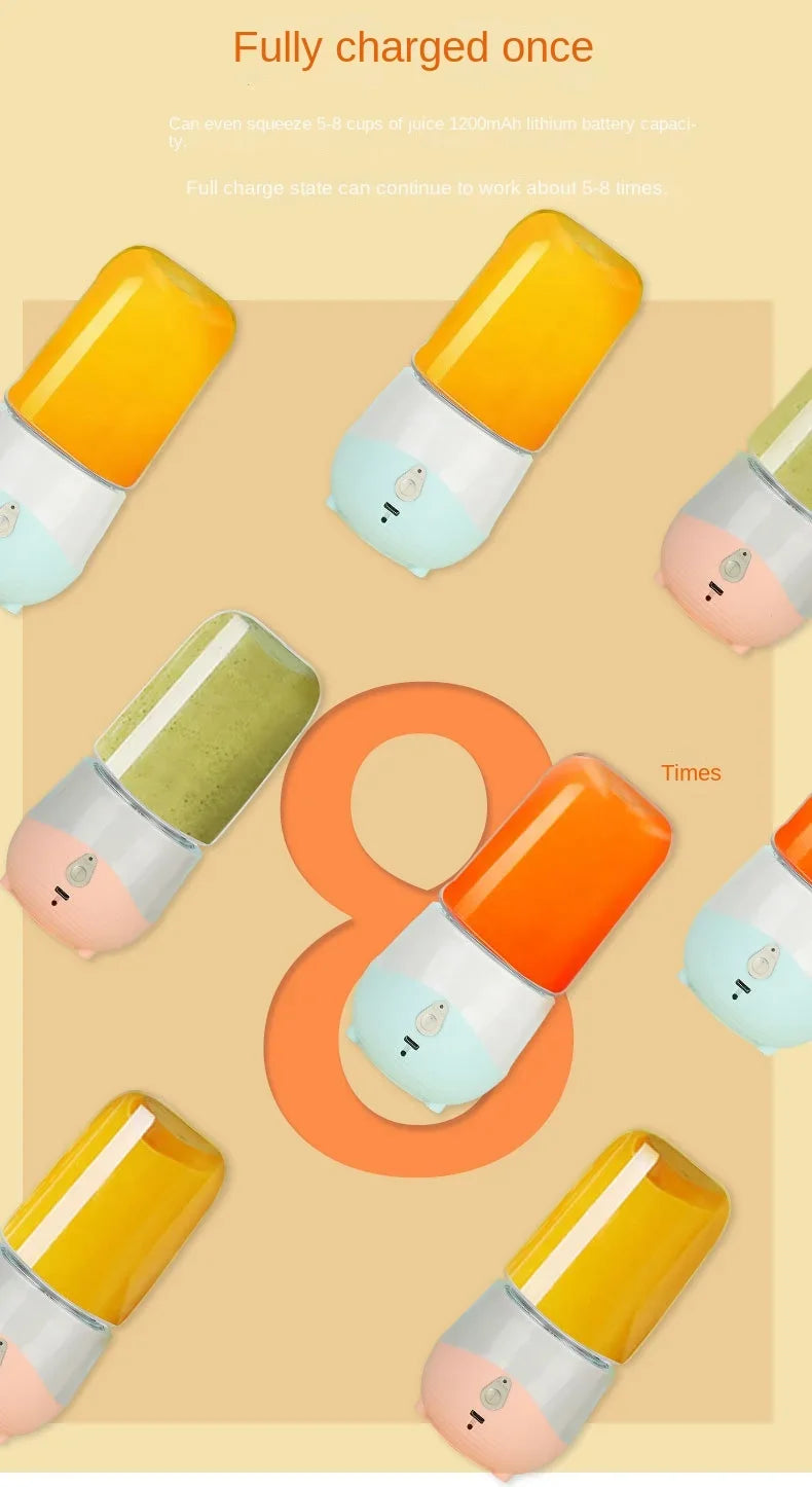 Mini Liquidificador Portátil 400ml: Recarregável USB para Smoothies e Shakes