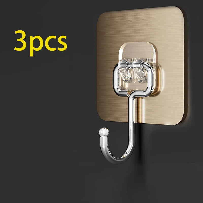 Kit com 3 Ganchos Adesivos de Parede Multiuso (Alta Resistência/Sem Furos)