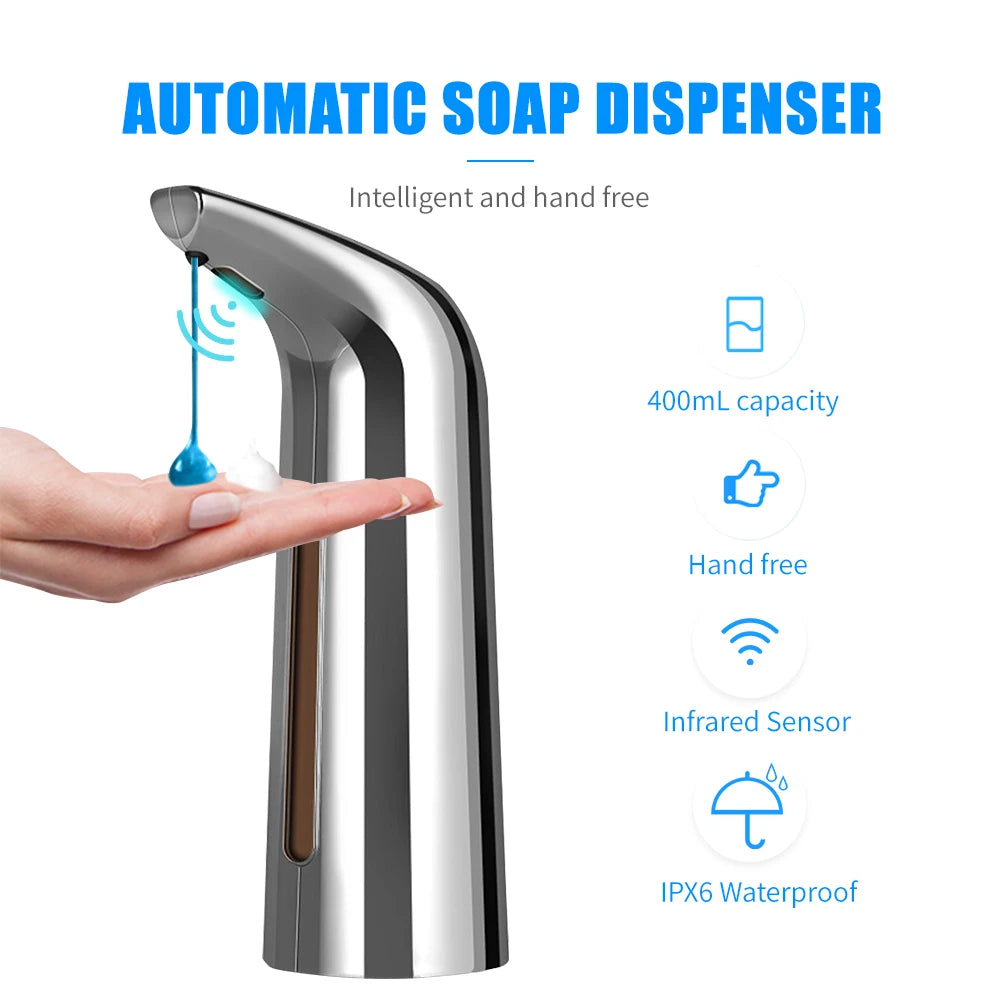 Dispenser Automático de Sabonete Líquido 400ml com Sensor (Dourado/Prata)