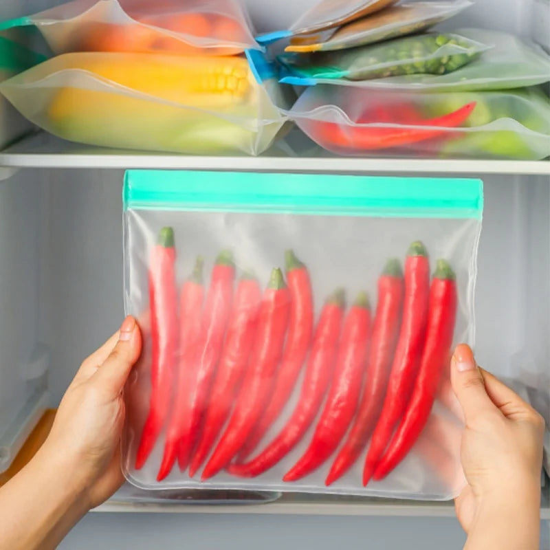 Kit Sacos de Armazenamento Reutilizáveis PEVA: (3/5/10/24 Peças)