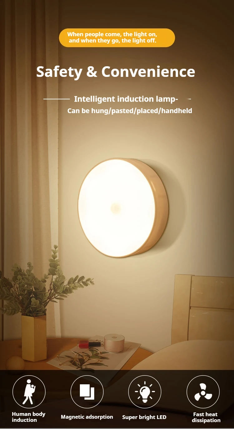 Mini Luz Noturna LED com Sensor de Movimento (Recarregável USB-C)