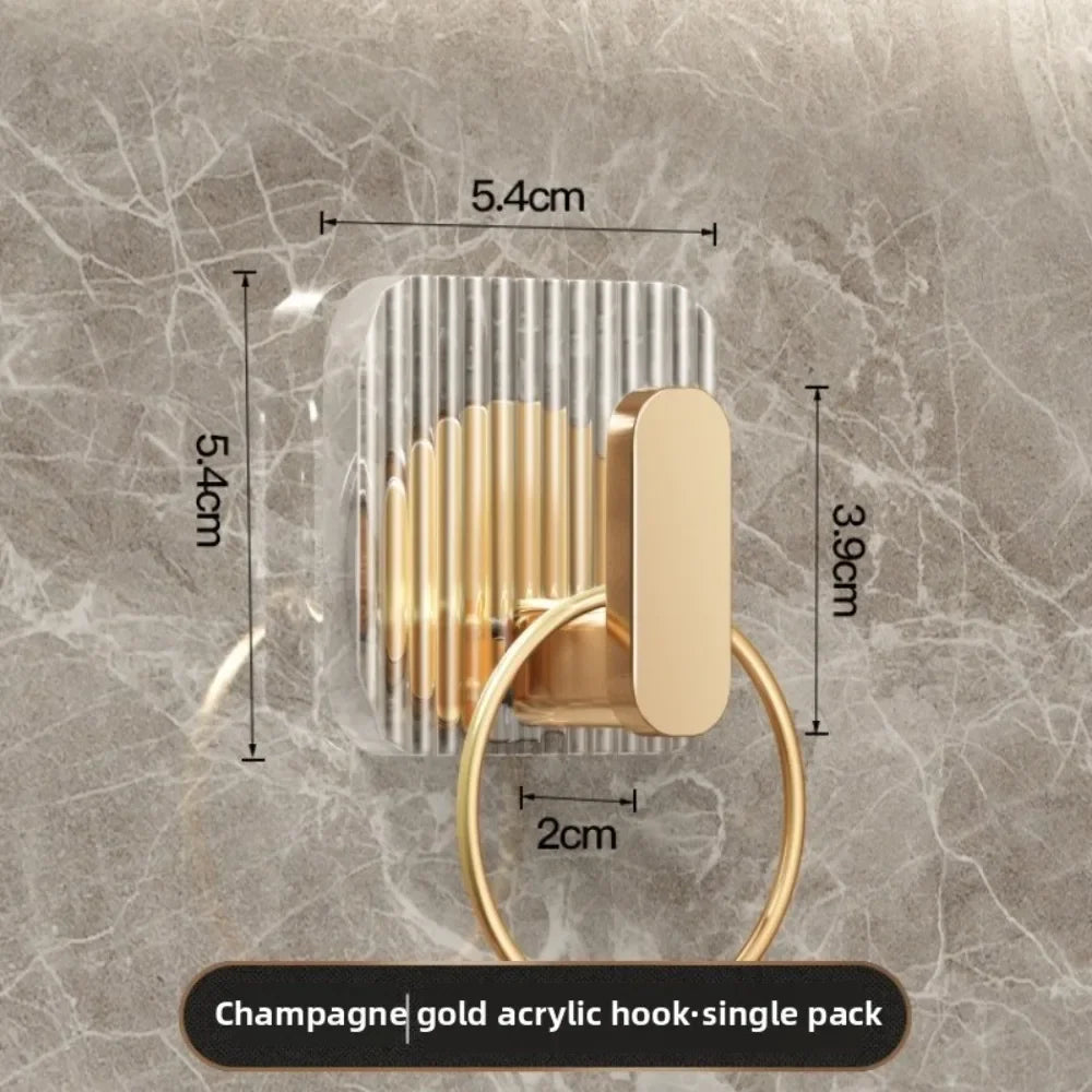 Gancho Adesivo de Luxo Dourado Quadrado Sem Furos