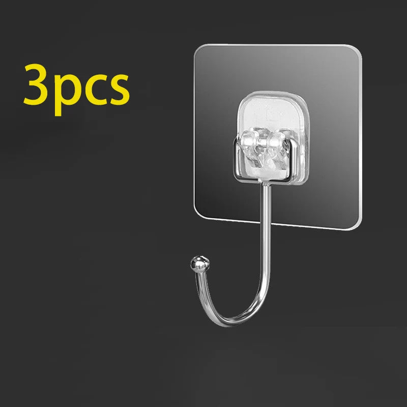 Kit com 3 Ganchos Adesivos de Parede Multiuso (Alta Resistência/Sem Furos)